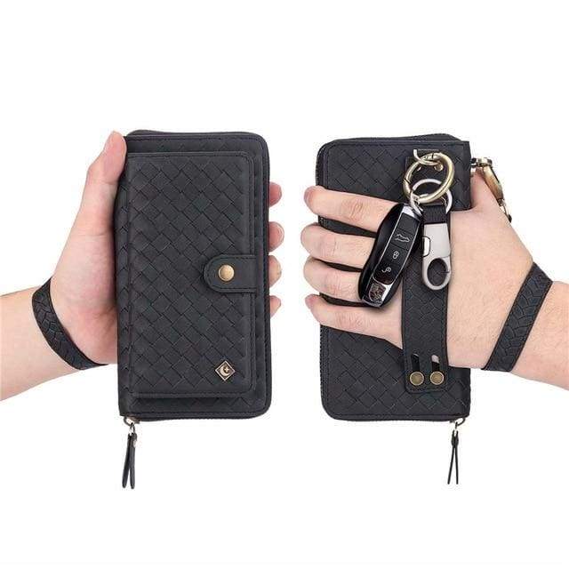 Leather zipper wallet card - For Samsung S10e / Black-BZW - wallet