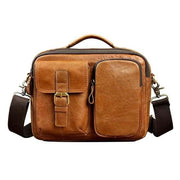Male shoulder messenger bag cowhide - brown - Men_Briefcase
