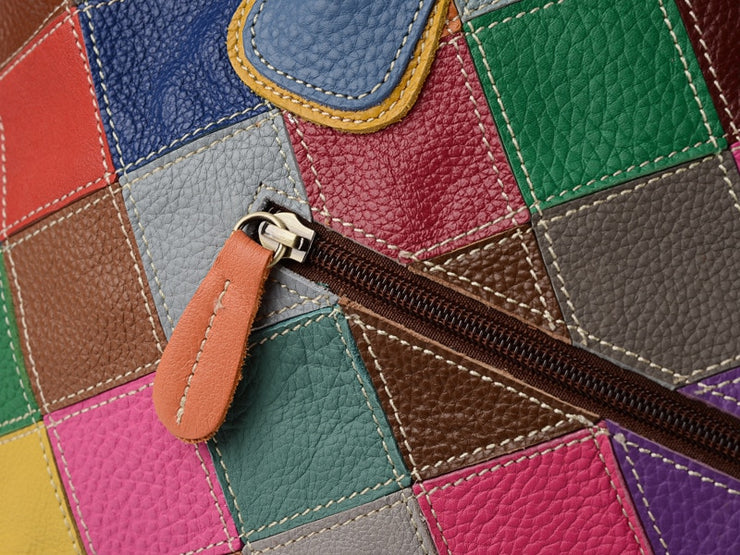 Genuine Leather Luxury Designer Women Messenger Bags Patchwork