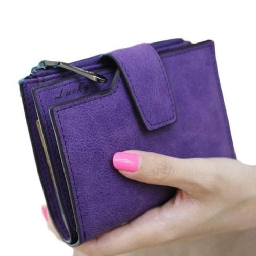 Women Purse Solid Color Mini Grind Magic - Purple - wallet
