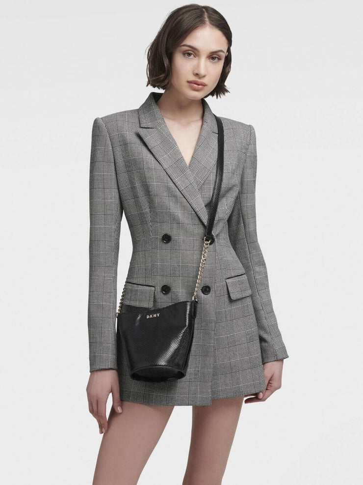 DKNY KIM Textured Leather Bucket Bag