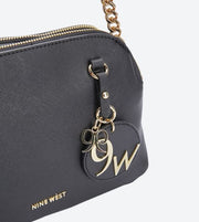 Nine West So Charming Mini Top Zip Closure Crossbody Bag Black