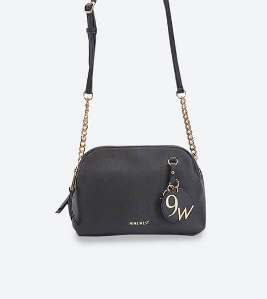 Nine West So Charming Mini Top Zip Closure Crossbody Bag Black