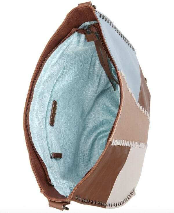 Women’s Silverlake Leather Hobo Tobacco Whipstitch Hobo Bags, Beige/Patch/Silver