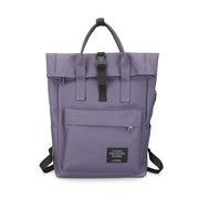 Backpack canvas rucksack women external USB charge - Dark Grey - backpack