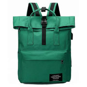 Backpack canvas rucksack women external USB charge - Green - backpack
