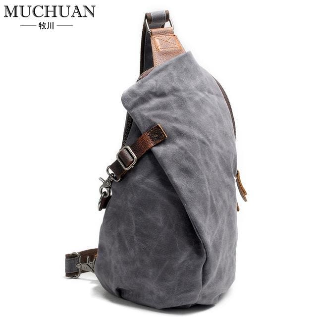 Chest pack retro pants canvas shoulder bag - Dark grey - Backpacp_Oct