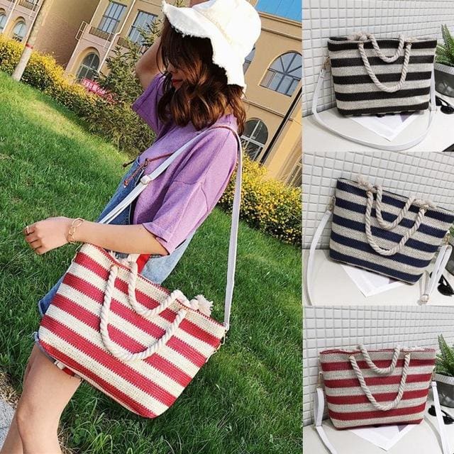 Fashion Women handbag Stripe Crossbody Bags Simple - Canvas_Tote_2020