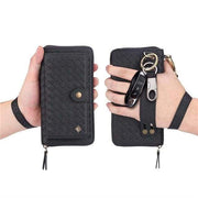 Leather zipper wallet card - For Samsung S10e / Black-BZW - wallet