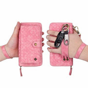 Leather zipper wallet card - For Samsung S10e / Pink-BZW - wallet