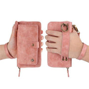 Leather zipper wallet card - For Samsung S10e / Pink-PU - wallet