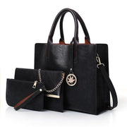 Luxury Ladies handbag 3Pcs/Set - Black - Women_Bags