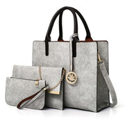 Luxury Ladies handbag 3Pcs/Set - Light Grey - Women_Bags