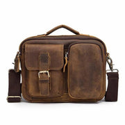 Male shoulder messenger bag cowhide - dark brown 2 - Men_Briefcase