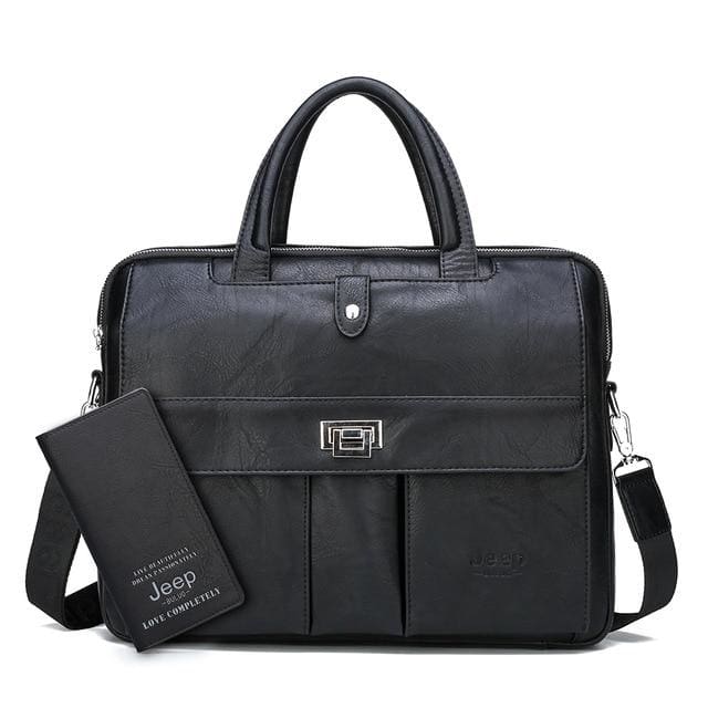 Man briefcase big size 15 inches laptop bags - Set Black - Men_Briefcase