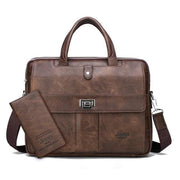 Man briefcase big size 15 inches laptop bags - Set Brown - Men_Briefcase