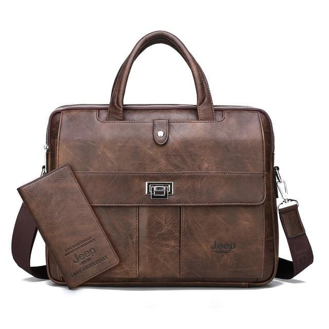 Man briefcase big size 15 inches laptop bags - Set Brown - Men_Briefcase