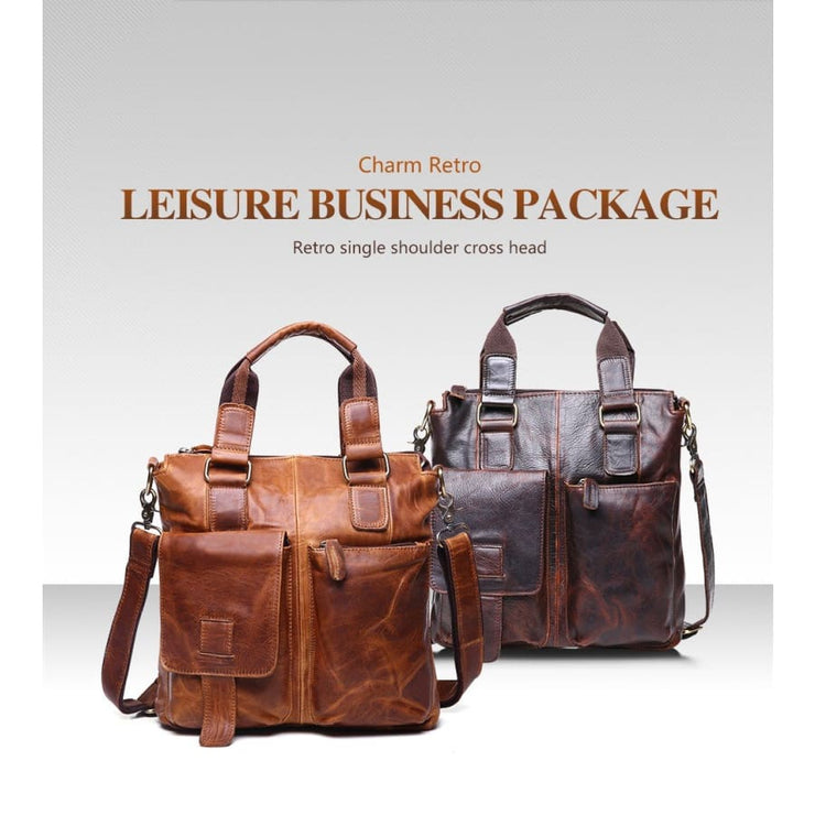 Men briefcase leather business bag