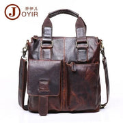 Men briefcase leather business bag - chocolate crazyhorse