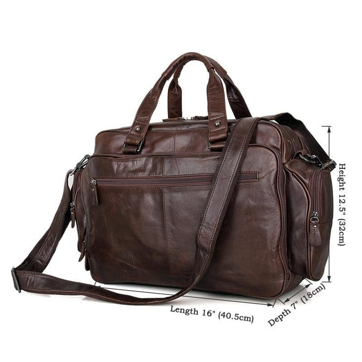 Men genuine leather briefcase 16in big tote bag - Men_Briefcase