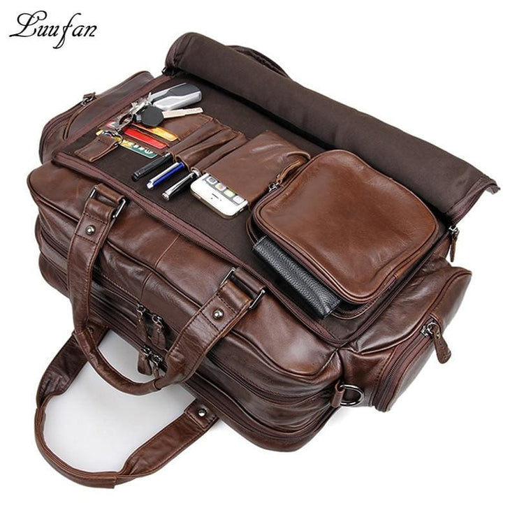 Men genuine leather briefcase 16in big tote bag - Men_Briefcase