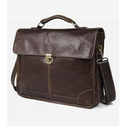 Men genuine leather briefcase 16in big tote bag - red brown - Men_Briefcase
