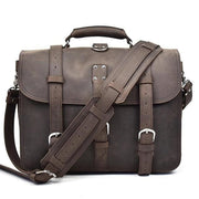 Men handbag vintage crazy horse leather messenger bag - dark brown 2 - Men_Briefcase