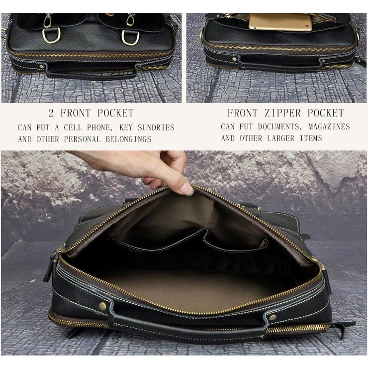 Men real leather antique style coffee briefcase