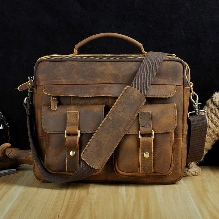Men real leather antique style coffee briefcase