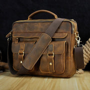 Men real leather antique style coffee briefcase