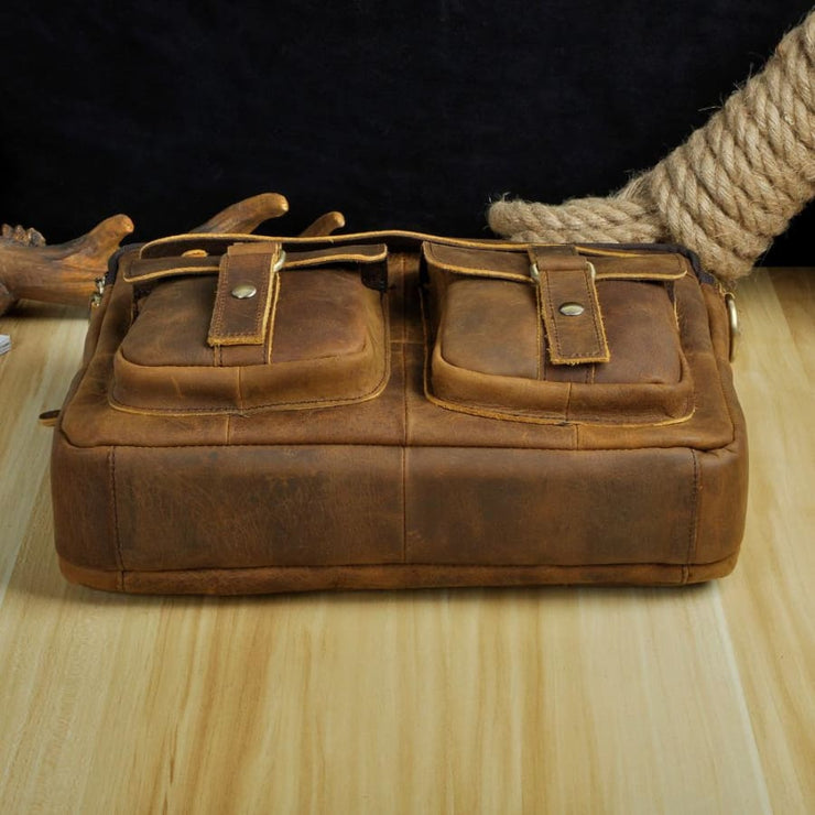 Men real leather antique style coffee briefcase