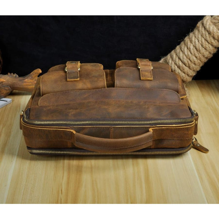 Men real leather antique style coffee briefcase