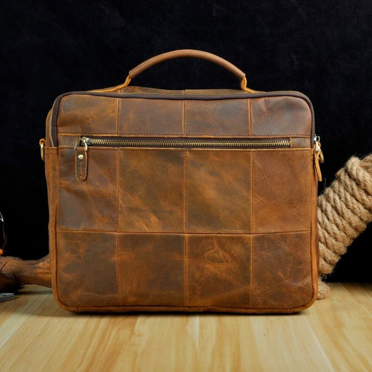 Men real leather antique style coffee briefcase