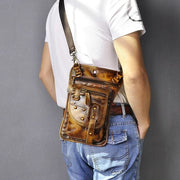 Men travel shoulder crossbody messenger bag - light brown - Men_Briefcase