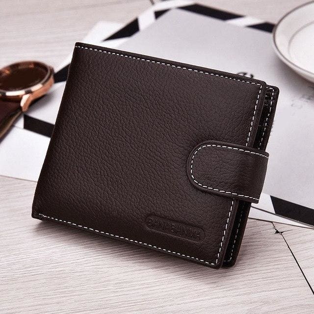 Men Wallets Short Bifold Business Leather Wallet - Wallets
