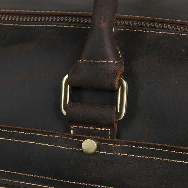 Mens Crazy Horse Leather Travel Bag Cow Leather - Men_Briefcase