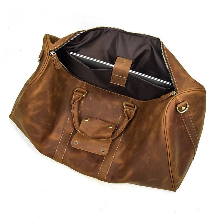 Mens Crazy Horse Leather Travel Bag Cow Leather - Men_Briefcase