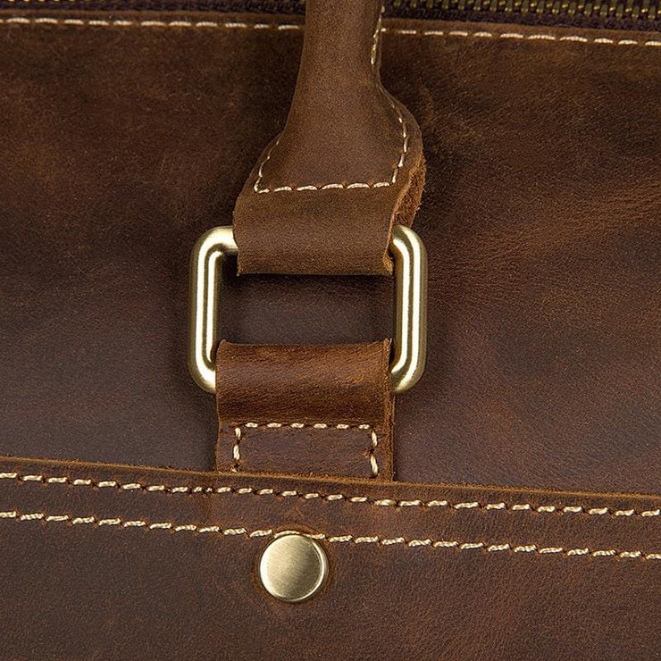 Mens Crazy Horse Leather Travel Bag Cow Leather - Men_Briefcase
