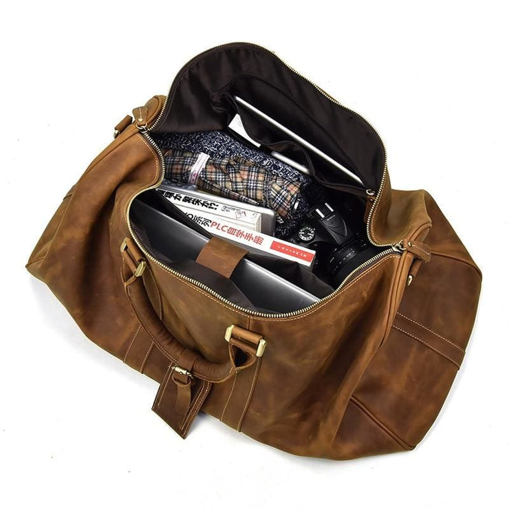 Mens Crazy Horse Leather Travel Bag Cow Leather - Men_Briefcase