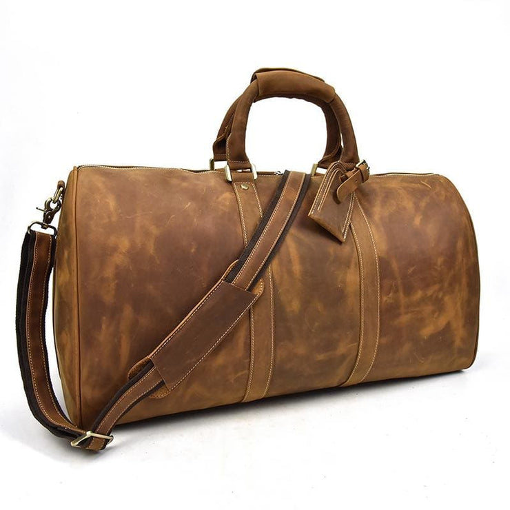 Mens Crazy Horse Leather Travel Bag Cow Leather - Men_Briefcase