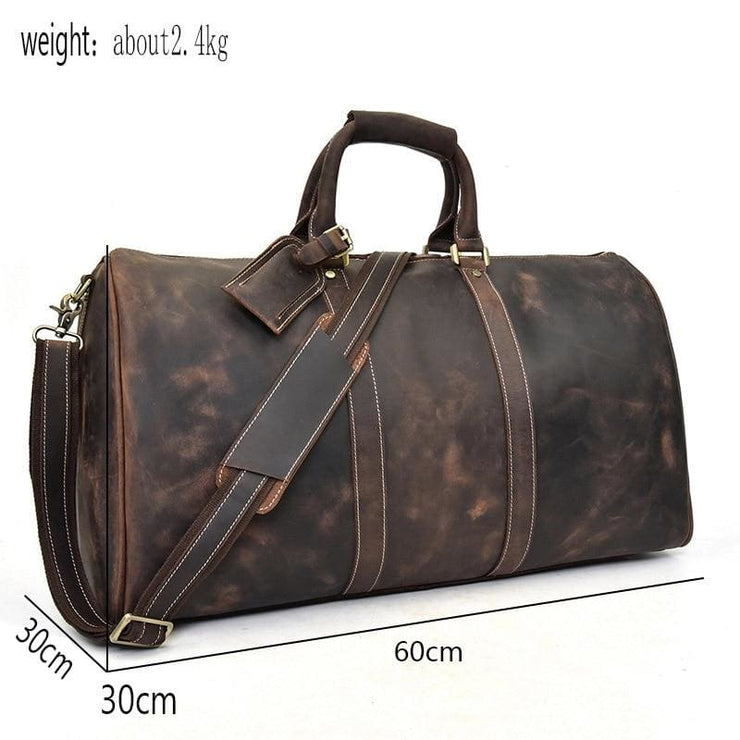 Mens Crazy Horse Leather Travel Bag Cow Leather - Men_Briefcase