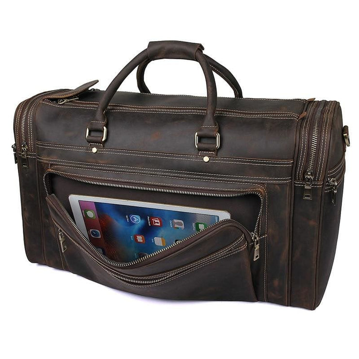 Mens Crazy Horse Leather Travel Bag Cow Leather - Men_Briefcase