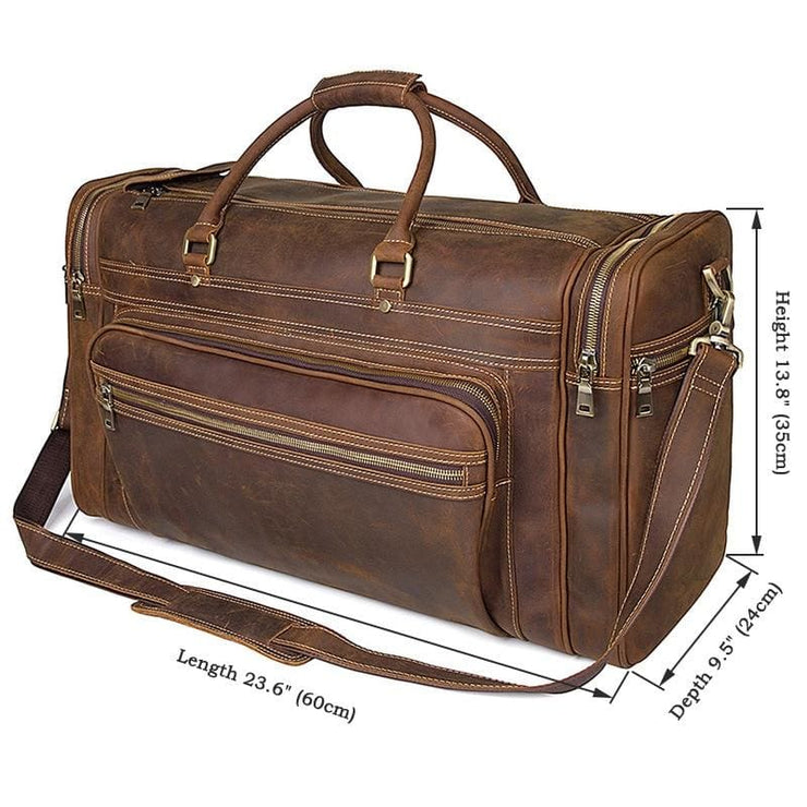 Mens Crazy Horse Leather Travel Bag Cow Leather - Men_Briefcase