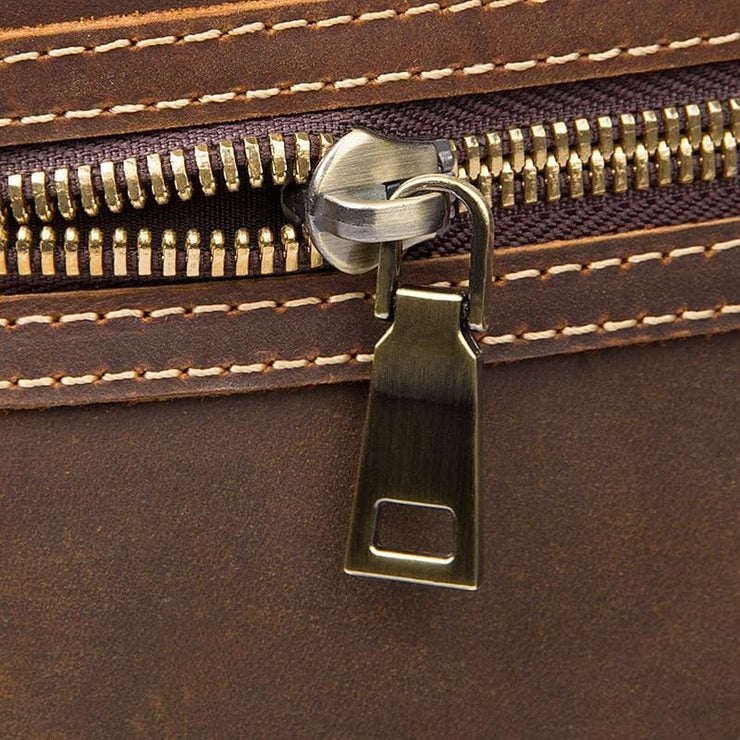 Mens Crazy Horse Leather Travel Bag Cow Leather - Men_Briefcase