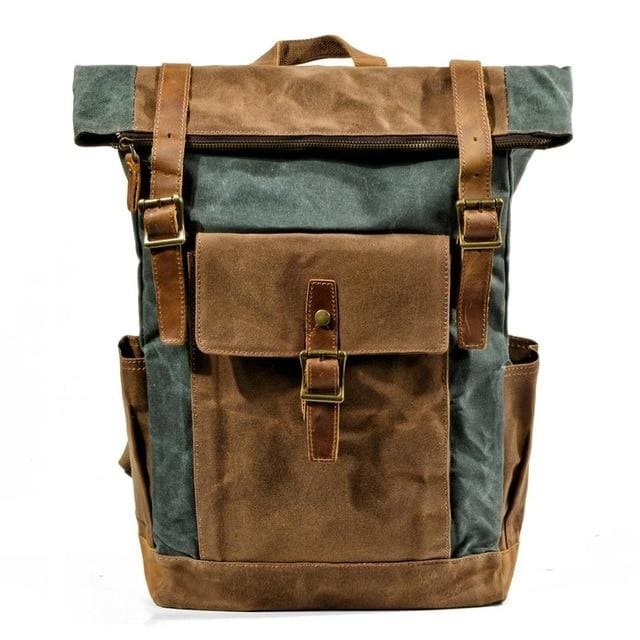 Oil wax canvas leather backpack - 9120Lake green - Backpacp_Oct