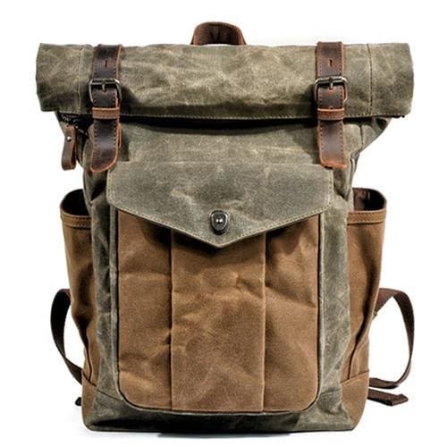 Oil wax canvas leather backpack - Army Green - Backpacp_Oct
