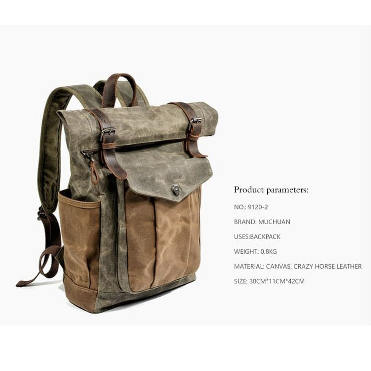 bellabydesignllc - Oil wax canvas leather backpack