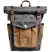 Oil wax canvas leather backpack - Dark Grey - Backpacp_Oct