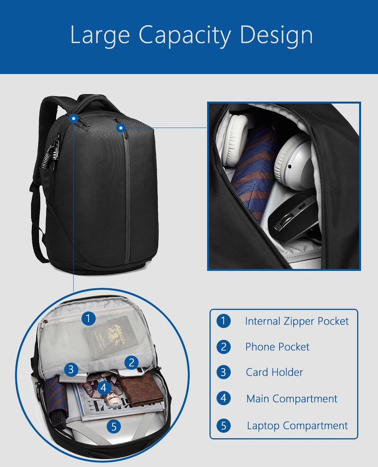 Backpack USB Charging School Bag Men 15.6 Waterproof Backpacks