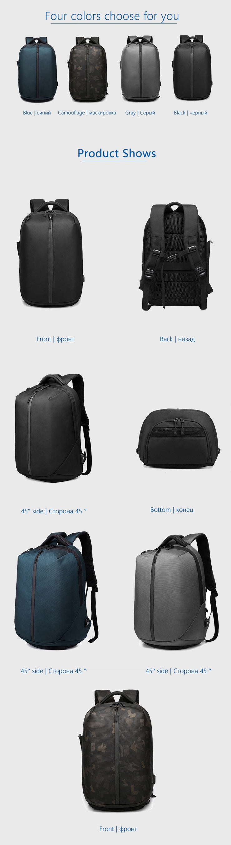Backpack USB Charging School Bag Men 15.6 Waterproof Backpacks